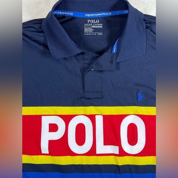 NWT Youth 18-20 XL (Men’s S/M) Polo Ralph Lauren Performance Blue Polo Shirt - Picture 5 of 9